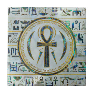 Azulejo De Cerâmica Símbolo transversal de Ankh do egípcio de Shell 