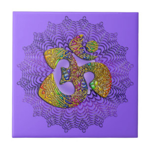 Azulejo De Cerâmica Símbolo Universal OM / AUM - Ornamento