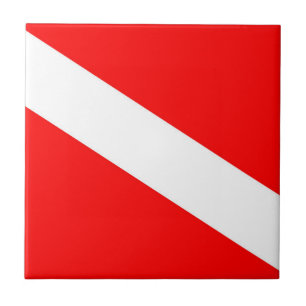 Azulejo De Cerâmica símbolo vermelho de mergulho diagonal dos mergulh