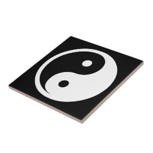 Azulejo De Cerâmica Símbolo Yin Yang - desenho de tatuagem sólido 2