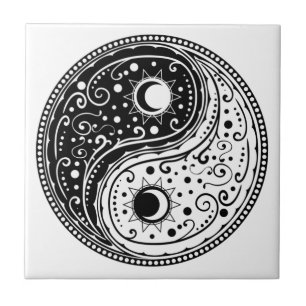 Azulejo De Cerâmica Símbolo yin yang paisley design