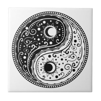 Azulejo De Cerâmica Símbolo yin yang paisley design