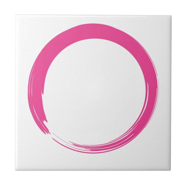 Azulejo De Cerâmica Símbolo Zen Rosa / Círculo Enso (Frente)