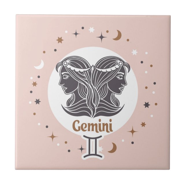 Azulejo De Cerâmica Símbolo Zodiac Gemini (Frente)