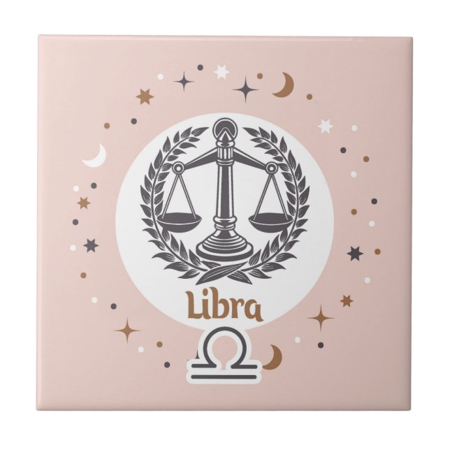Azulejo De Cerâmica Símbolo Zodiac Libra (Frente)