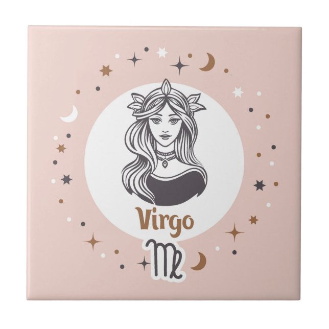 Azulejo De Cerâmica Símbolo Zodiac Virgo (Frente)