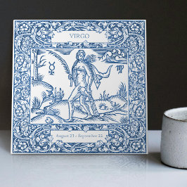Azulejo De Cerâmica Símbolo Zodiodato de Virgem Azul Holandês