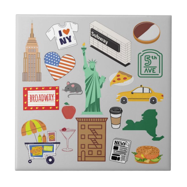 Azulejo De Cerâmica Símbolos da Cidade de Nova York (Frente)