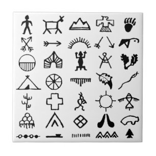 Azulejo De Cerâmica Símbolos de Imagem Nativa Americana