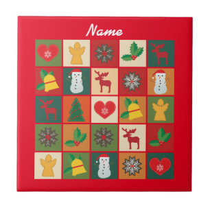 Azulejo De Cerâmica Símbolos de Natal Medley Art Thunder_Cove
