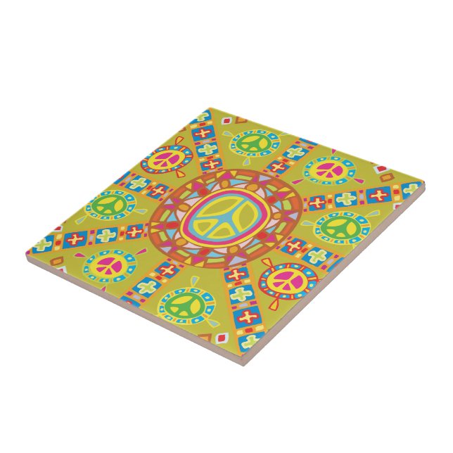 Azulejo De Cerâmica Símbolos de Paz Design (Lateral)