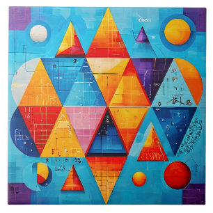 Azulejo De Cerâmica Símbolos Geométricos Abstrato #09