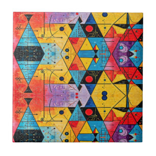 Azulejo De Cerâmica Símbolos Geométricos Abstrato nº 02