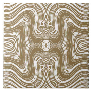 Azulejo De Cerâmica Simetria de Onda Elegante em Tons Terrosos
