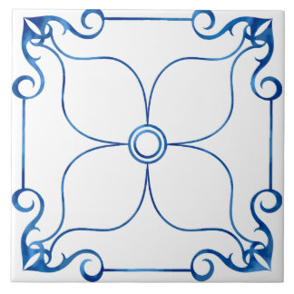 Azulejo De Cerâmica Simetria Floral Azulejo Cerâmica Mediterrânica