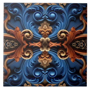 Azulejo De Cerâmica Simetria Floral Barroca Ornamentada