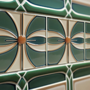 Azulejo De Cerâmica Simetria Floral Meados do Século Movimento Artes e