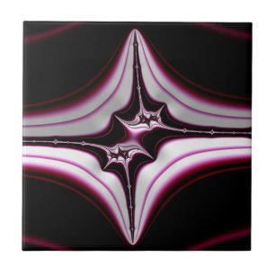 Azulejo De Cerâmica Simetria Fractal Espinhosa Preta Abstrata