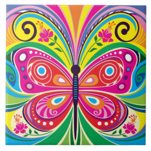 Azulejo De Cerâmica Simetria Perfeita de Borboleta