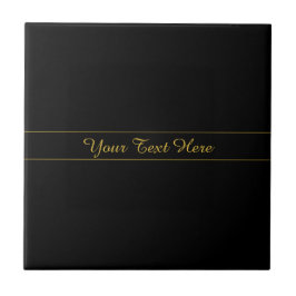 Azulejo De Cerâmica Simple Customizable Gold & Black Text Design 