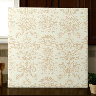 Azulejo De Cerâmica Simple Warm Soft Beige Damask