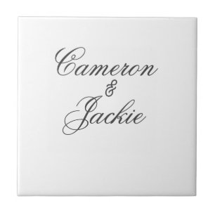 Azulejo De Cerâmica Simples casal de casamento nome elegante caligrafi