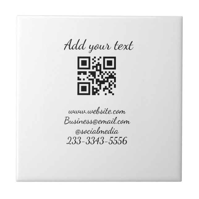 Azulejo De Cerâmica simples código QR personalizado adicionar seu nome (Frente)