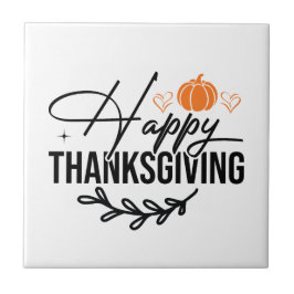 Azulejo De Cerâmica Simples Feliz Ação de Graças Pumpkin