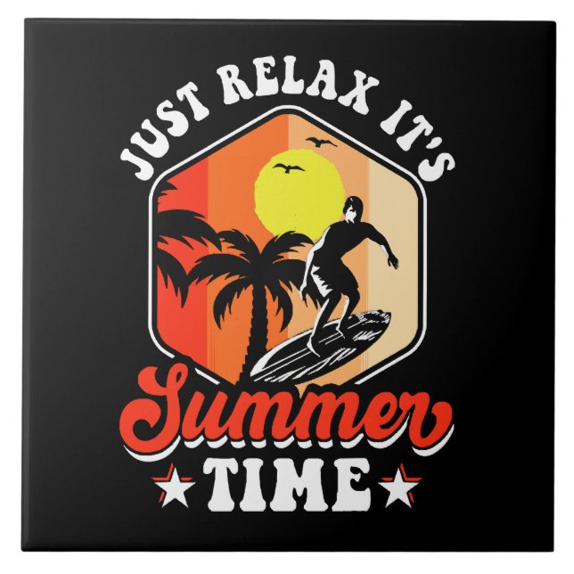 Azulejo De Cerâmica Simplesmente Relaxe É Época de Verão (Frente)