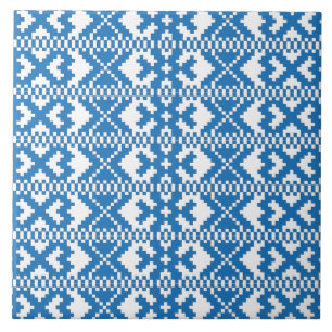 Azulejo De Cerâmica Sinais antigos letões arte folclórica azul e bra