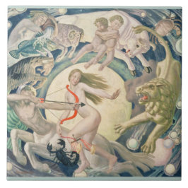Azulejo De Cerâmica Sinais do Zodíaco Mapa Celestial Artístico Vintage