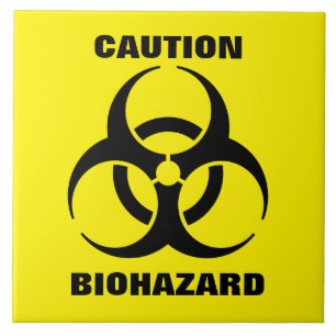 Azulejo De Cerâmica Sinal de aviso amarelo do símbolo do Biohazard