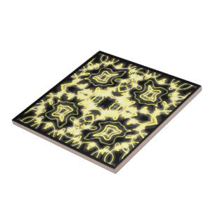 Azulejo De Cerâmica Sinal De Brilho Neon Preto E Amarelo