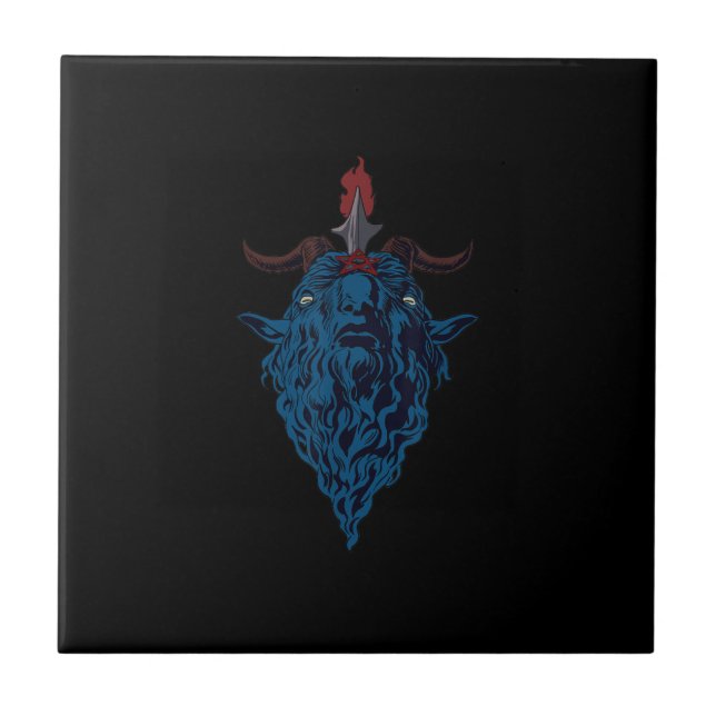 Azulejo De Cerâmica Sinal De Caprino De Baphomet De Satã  Gótico Escur (Frente)