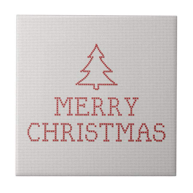 Azulejo De Cerâmica Sinal de cruz de Natal feliz (Frente)