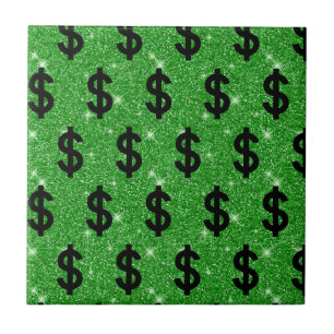 Azulejo De Cerâmica Sinal de Dólar Negro Money Empreendedor Wall Stre