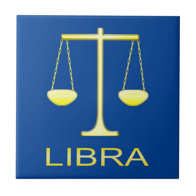 Azulejo De Cerâmica Sinal de estrela do Ouro Libra Escala (Frente)