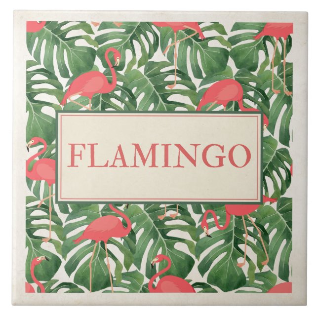 Azulejo De Cerâmica Sinal de flamingo (Frente)