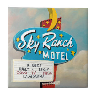 Azulejo De Cerâmica Sinal de Motel Sky Ranch
