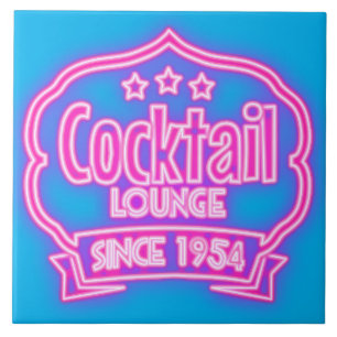 Azulejo De Cerâmica Sinal de neon retro na sala de coquetel