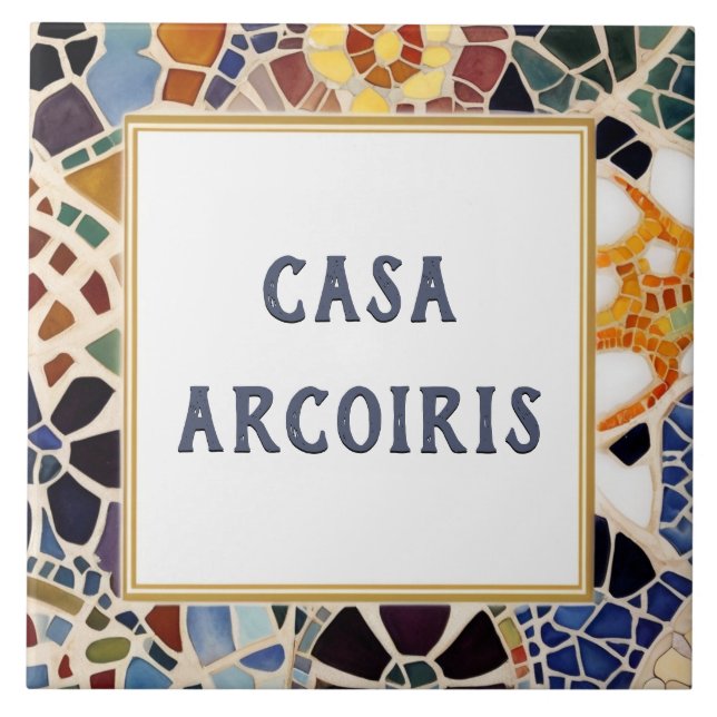 Azulejo De Cerâmica Sinal de nome de casa personalizado Mosaico espanh (Frente)