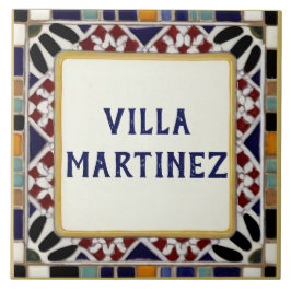 Azulejo De Cerâmica Sinal de Nome Personalizado da Família Alhambra