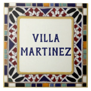 Azulejo De Cerâmica Sinal de Nome Personalizado da Família Alhambra