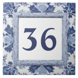 Azulejo De Cerâmica Sinal de Número de Casa Personalizado de Delft Azu