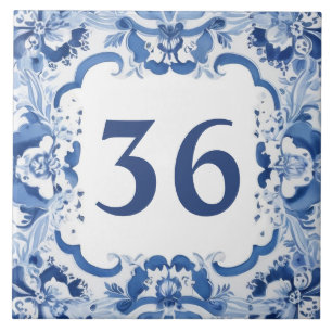 Azulejo De Cerâmica Sinal de Número de Casa Personalizado de Delft Azu