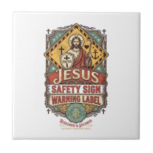 Azulejo De Cerâmica Sinal de Segurança Jesus Etiqueta de Aviso Sinal d