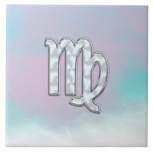 Azulejo De Cerâmica Sinal de Virgo Zodiac em Pastels Estilo de Nacre I