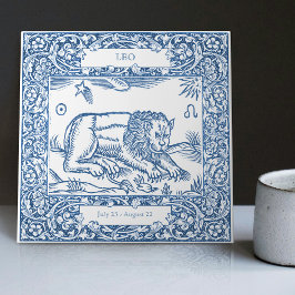 Azulejo De Cerâmica Sinal de Zodíaco do Leo Azul Delft Leo Vintage
