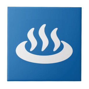 Azulejo De Cerâmica Sinal do japonês do 温泉 do primavera quente do ♨ de