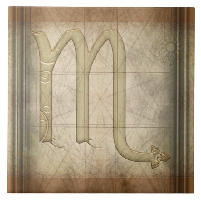 Azulejo De Cerâmica Sinal do zodíaco da Escorpião (Frente)